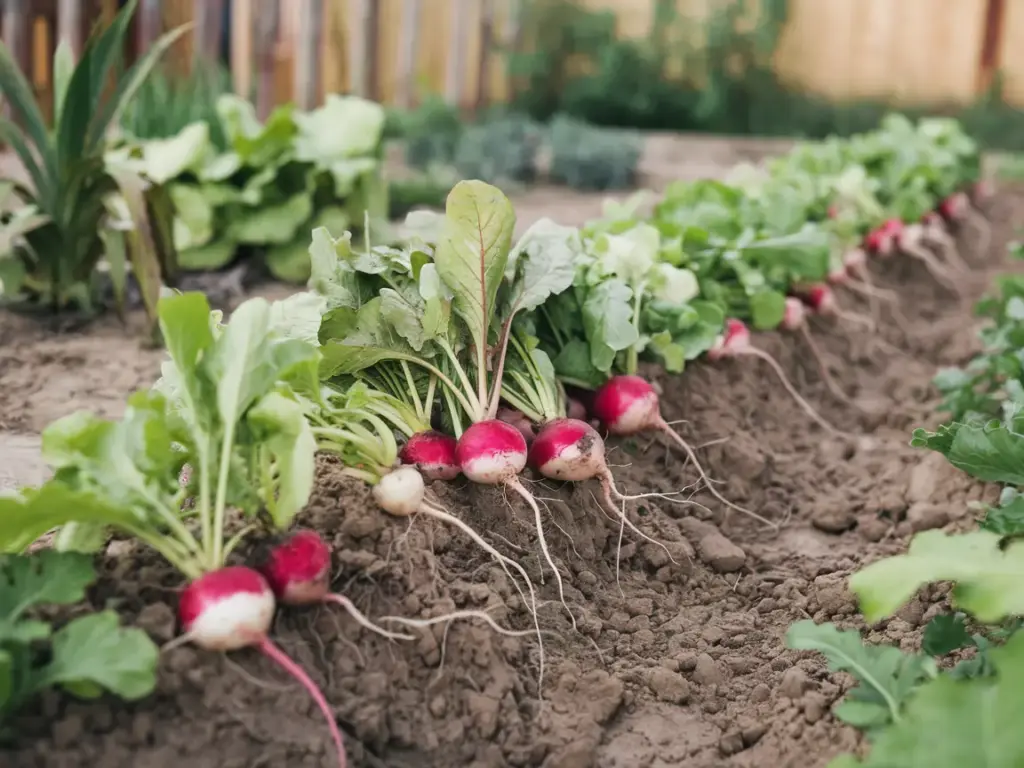 radishes in a home garden
