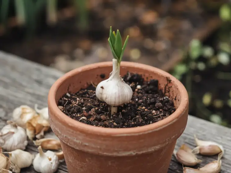how to grow garlic from a clove in a pot