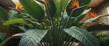 Thriving indoor tropical plant with rich green leaves and exotic flowers, illustrating successful cultivation. This image embodies the potential for growth that enthusiasts of ZZ Plant Propagation aim to achieve.