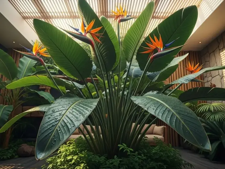 Thriving indoor tropical plant with rich green leaves and exotic flowers, illustrating successful cultivation. This image embodies the potential for growth that enthusiasts of ZZ Plant Propagation aim to achieve.