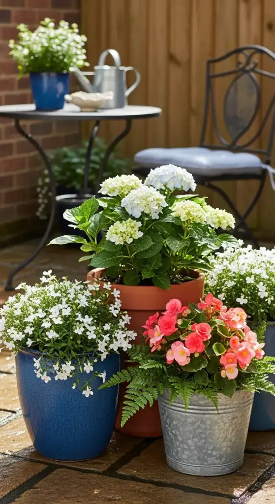 Utilize dwarf hydrangea varieties in containers for small patio spaces. These compact plants offer the same lush look without overwhelming limited square footage.