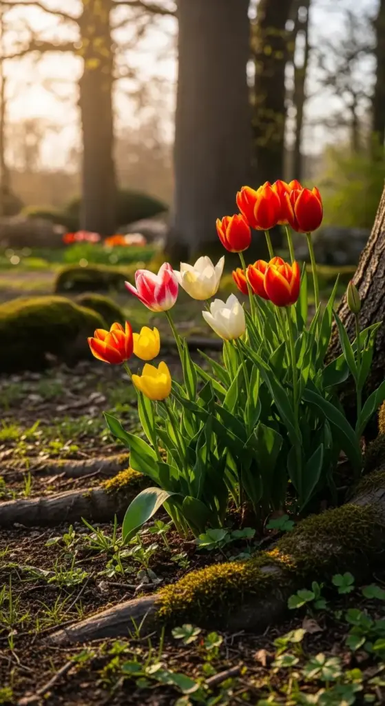 Choose Kaufmanniana or Fosteriana tulips for dappled light under trees where grass struggles. Their early bloom and resilience make them unsung heroes for challenging garden nooks.