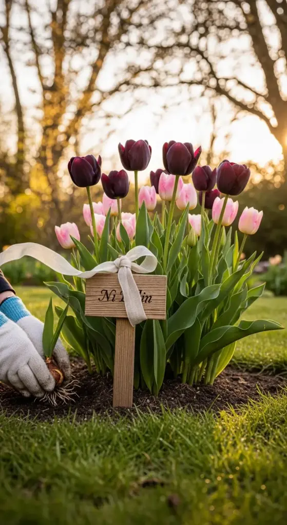 Dedicate a tulip variety to honor a loved one—planting 'Queen of Night' for depth, 'Pink Impression' for warmth. Let seasonal renewal become a gentle, living ritual of remembrance.