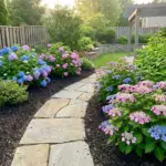 Mophead vs lacecap hydrangea comparison in a garden showing bloom shape, color, and garden style differences