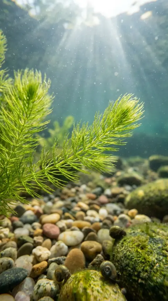 Hornwort in a natural pool regeneration zone helping with water clarity and algae control