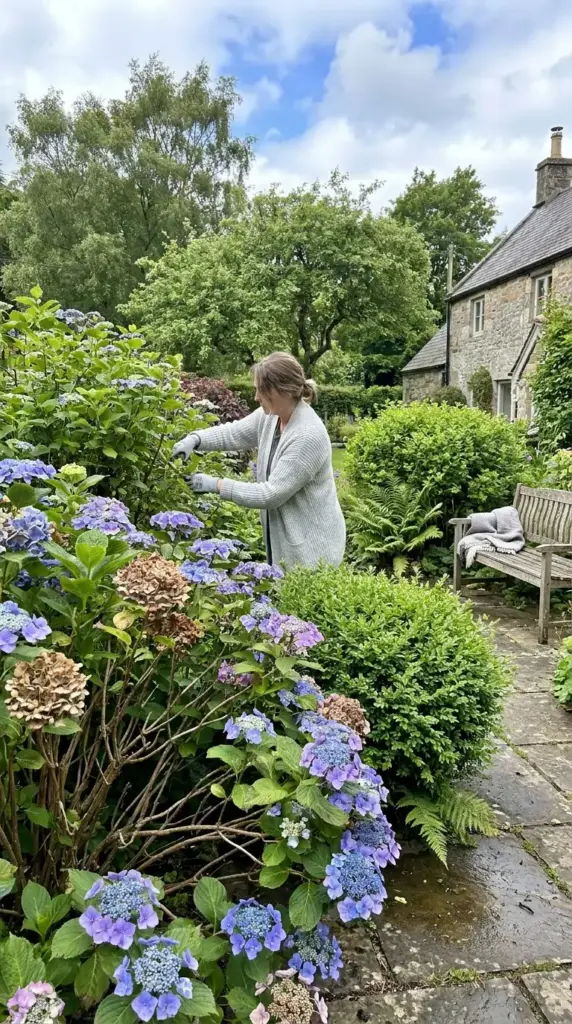 Reblooming hydrangea in a cold-climate garden showing reliable flowers after winter