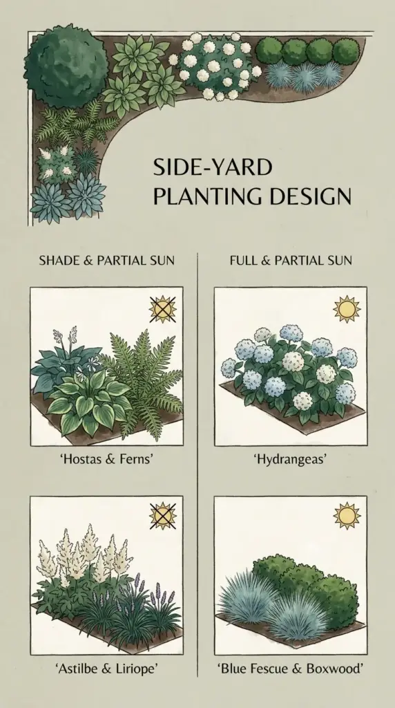 best companion plants for hydrangeas in tight beds including hostas ferns liriope and blue fescue