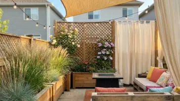 low-cost backyard privacy hacks for small properties with planters screens curtains and layered DIY backyard privacy ideas
