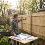 Budget fence with permit plans and utility markings showing how to avoid fence code violations before DIY installation
