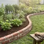 Perfectly curved brick edging in a DIY garden bed without specialized tools