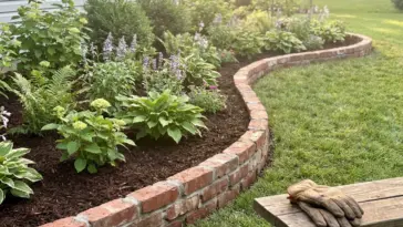 Perfectly curved brick edging in a DIY garden bed without specialized tools