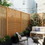 DIY privacy fence ideas under $200 in a stylish backyard with lattice, bamboo, slat screen, and budget-friendly patio privacy