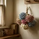 Upside down hydrangea bouquet preservation method for drying a sentimental bouquet at home