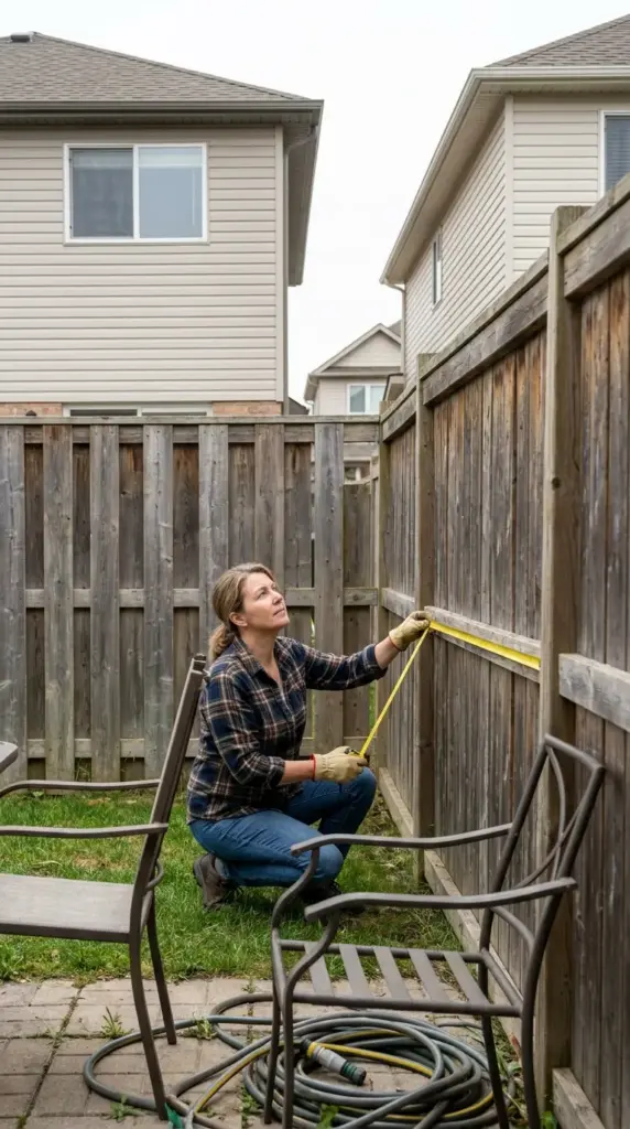 planning small backyard privacy by measuring sightlines and identifying views from close neighbors