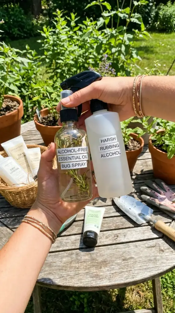 alcohol-free mosquito repellent compared with rubbing alcohol bug spray for sensitive skin