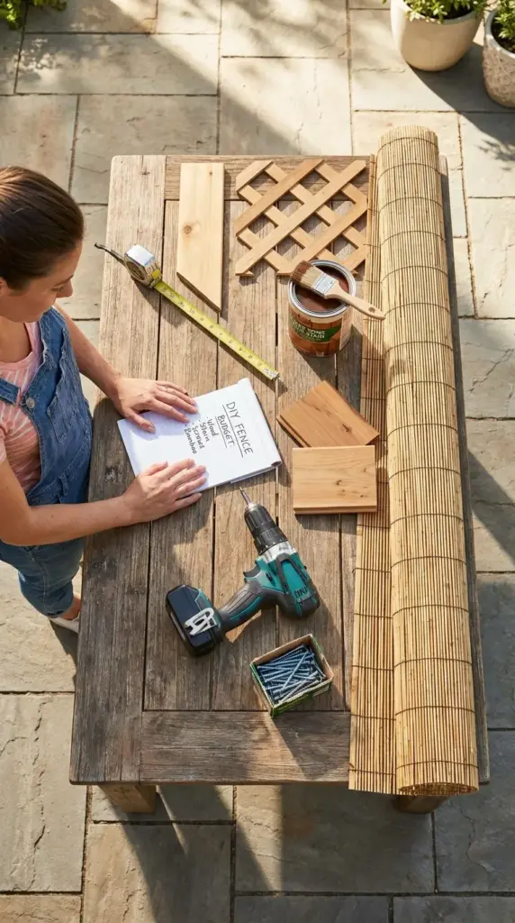 planning a DIY privacy fence under $200 with budget materials, tools, and backyard privacy screen ideas