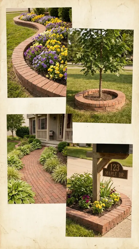 Best places to use curved brick edging around flower beds tree rings and walkways