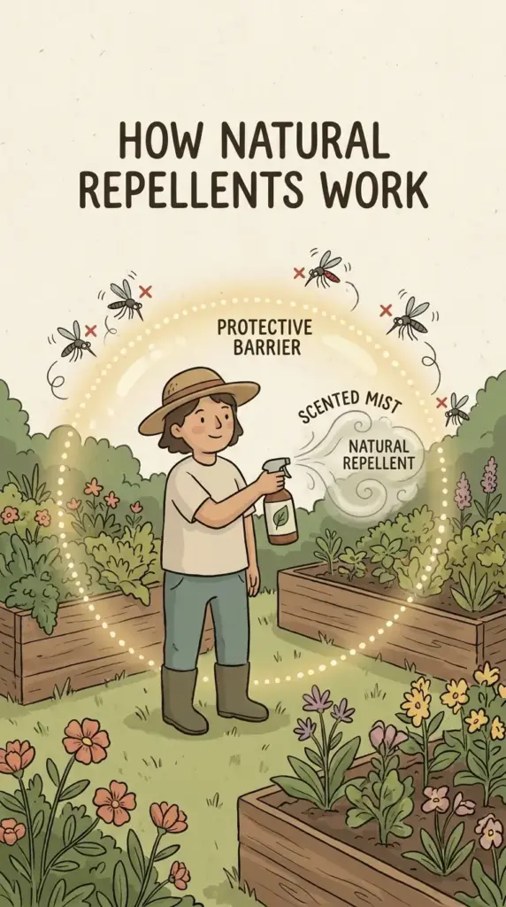 how natural mosquito spray works to repel mosquitoes with essential oil scent