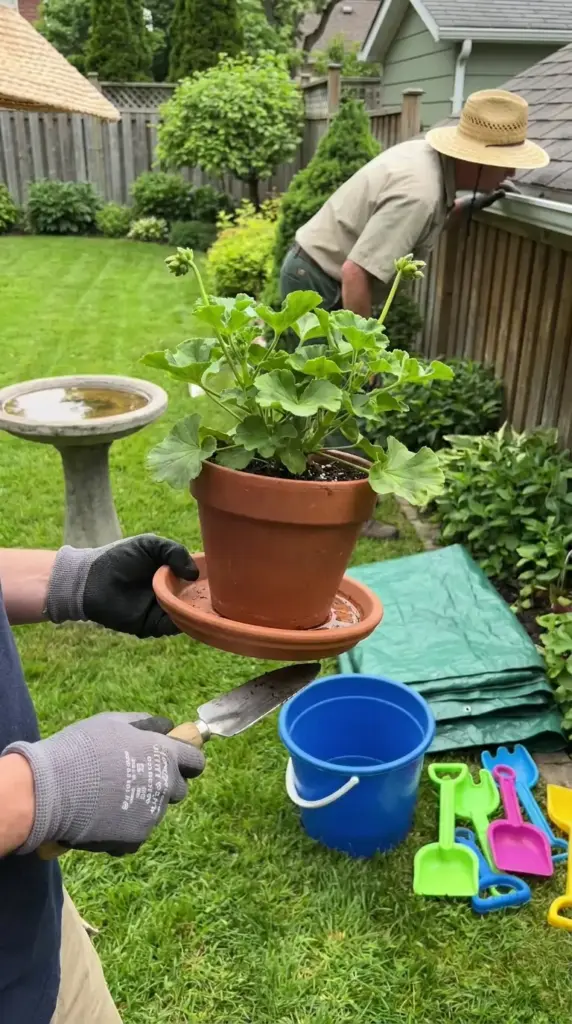 Standing water removal for mosquito control around patios, plant saucers, gutters, and backyard party spaces