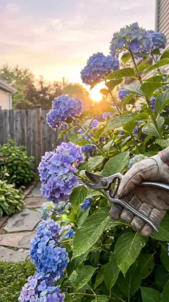 Best time to cut mature hydrangeas in the morning for long vase life