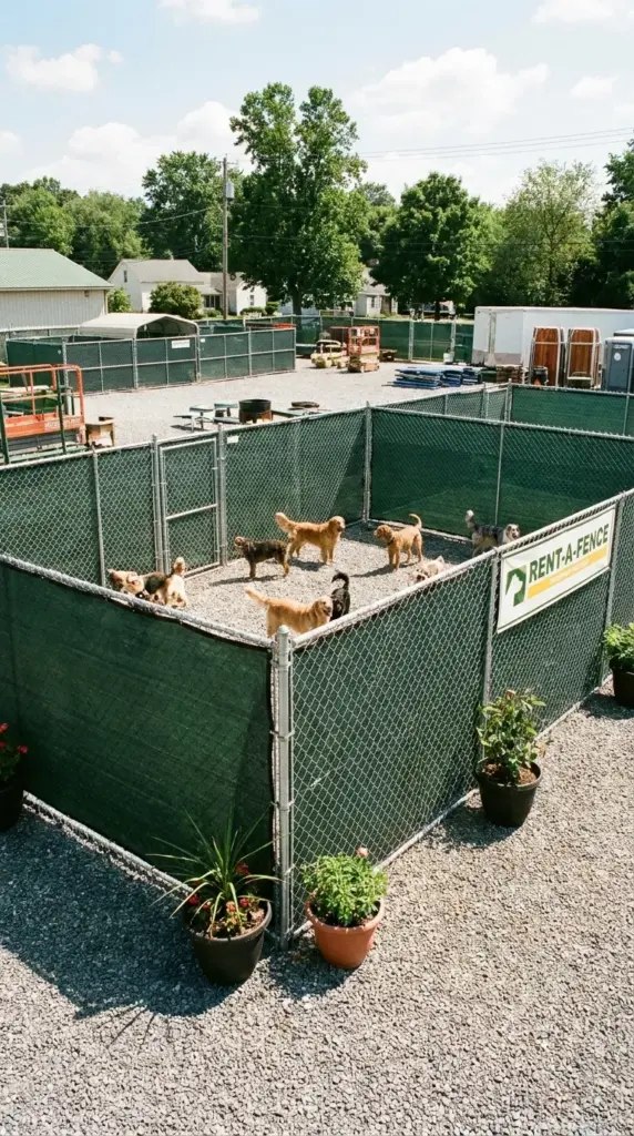 freestanding chain link fence panels with privacy screen for renters and pets