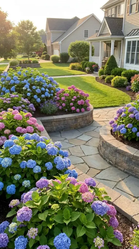 Benefits of hydrangea cluster planting with better depth, fuller blooms, and improved airflow in landscape beds