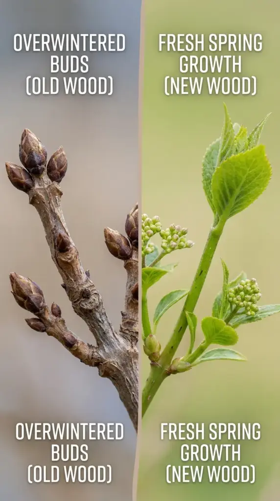 Old wood vs new wood hydrangea buds explained for correct pruning timing