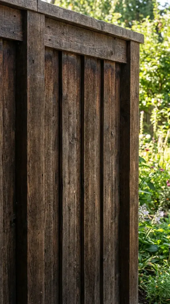 Board-on-board reclaimed wood fencing for extra privacy and stylish full-height coverage