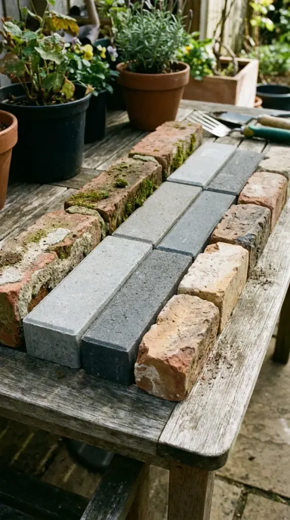 reclaimed bricks and concrete pavers for choosing the best DIY garden border style