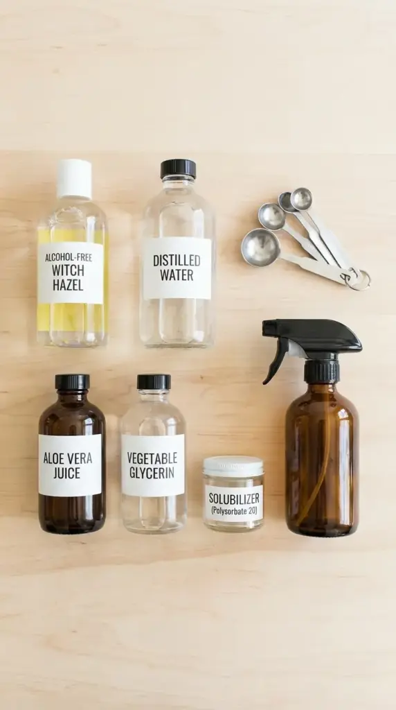 alcohol-free base ingredients for DIY mosquito repellent spray with essential oils