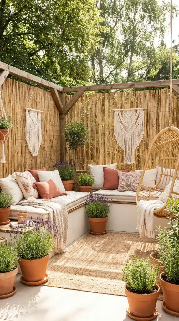 natural reed fence screening for a soft budget privacy fence and cozy patio corner