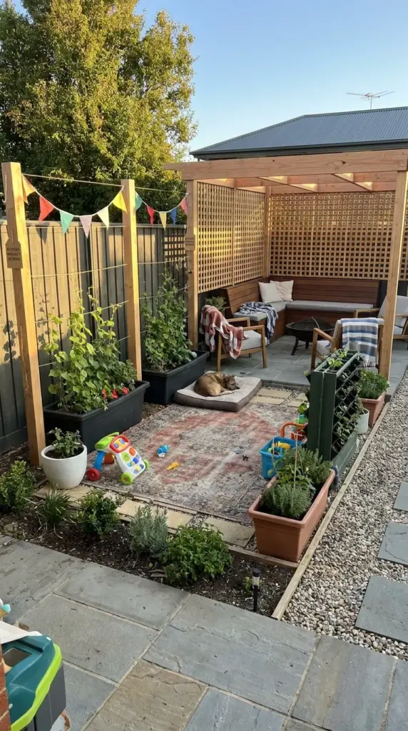 Patio privacy goals for a living wall fence with seating area screening and garden zoning