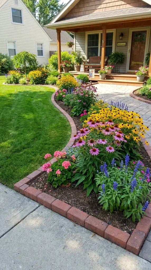 Brick edging for flower beds improving curb appeal and creating neat flower bed borders
