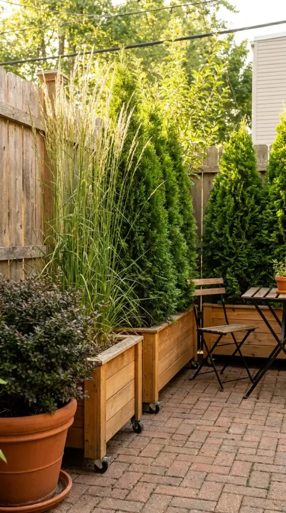 fast-growing privacy plants in pots for renter-friendly backyard privacy on small properties