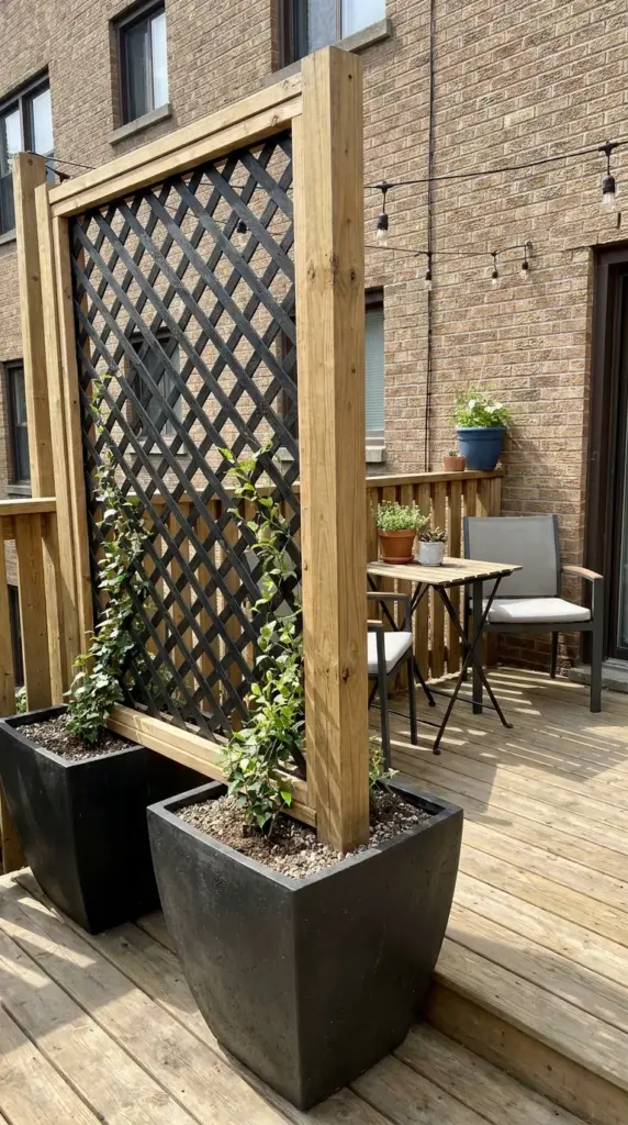 no-dig lattice privacy panel for a renter-friendly deck privacy screen on a budget