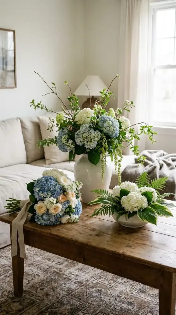 best vase styles and bouquet shapes for hydrangea flower arranging
