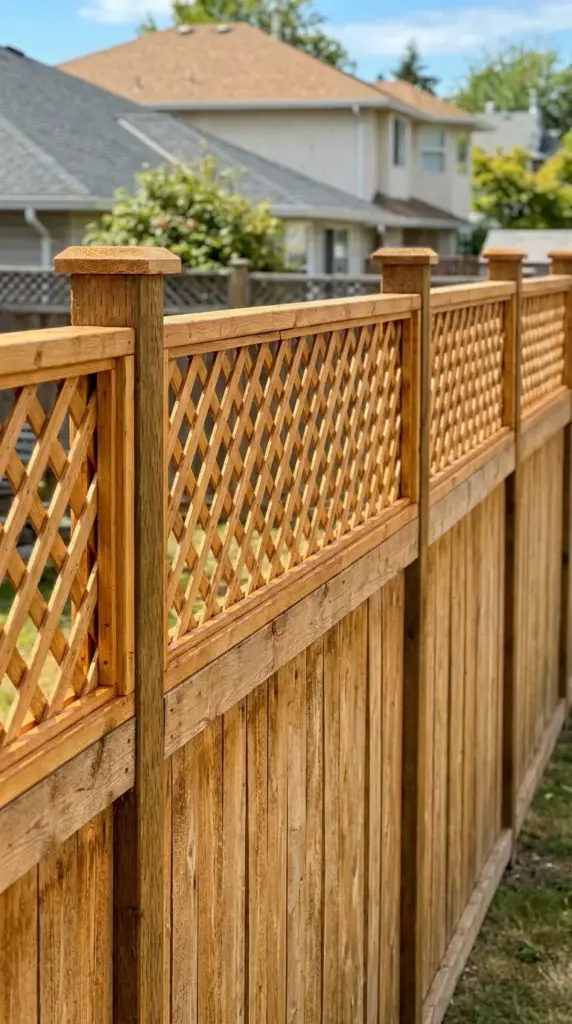 fence-top privacy extension with lattice for added backyard privacy without replacing the whole fence