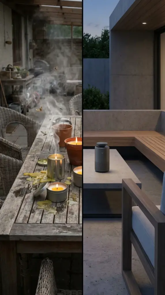 citronella candles vs heat-activated mosquito repellent device for backyard mosquito control
