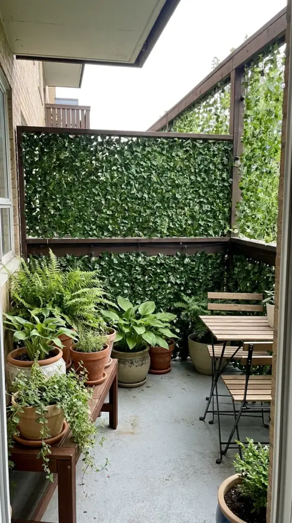 faux ivy privacy wall panels for instant balcony or patio privacy on a budget
