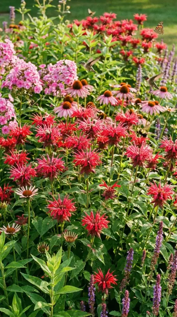 Bee balm mosquito repellent flower adding color to a pollinator-friendly garden