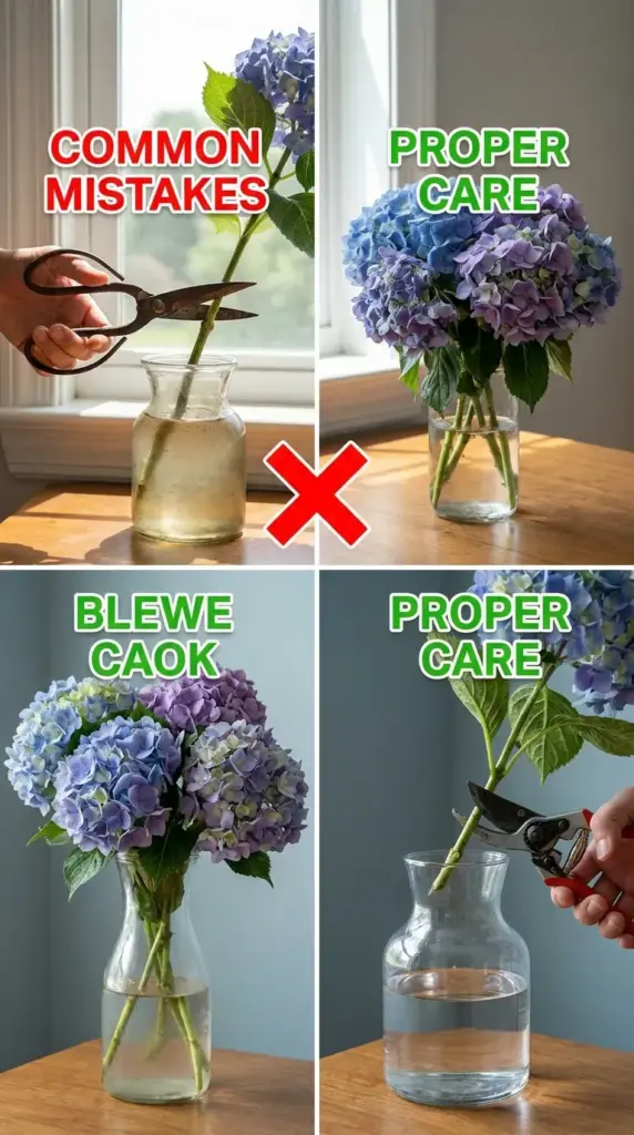 Common hydrangea bouquet mistakes that shorten vase life and cause wilting