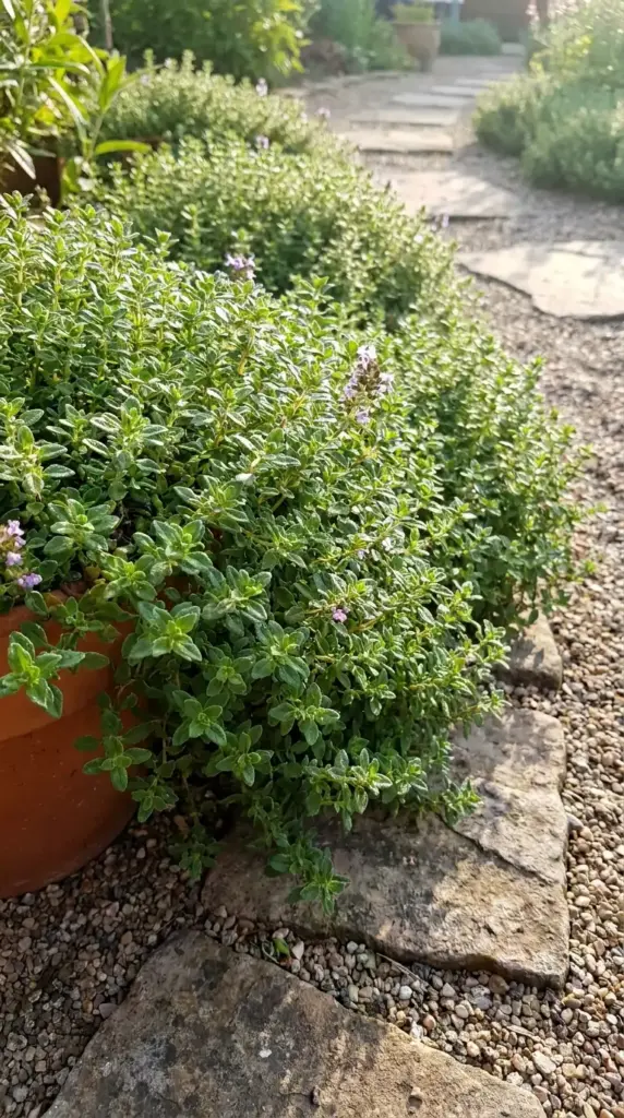Lemon thyme mosquito repellent herb used as fragrant garden edging