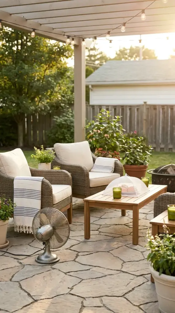 patio fan and layered mosquito prevention tips for a more mosquito-free backyard