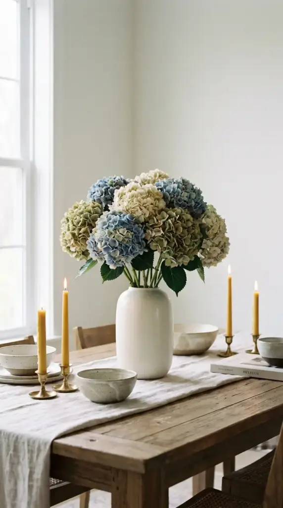 stylish hydrangea bouquet with designer look and foam-free floral styling