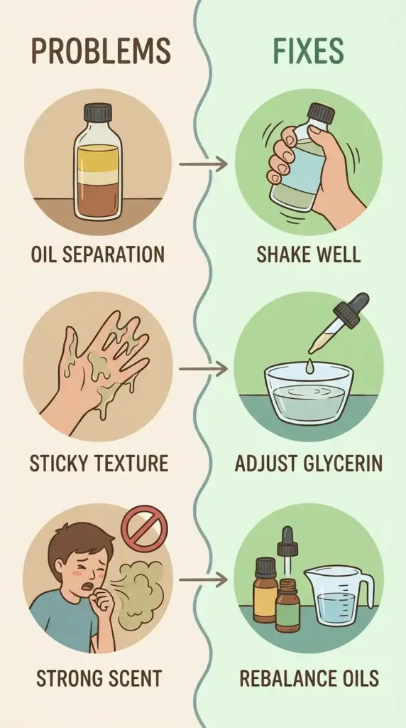 common DIY mosquito repellent spray problems and easy fixes for separation and stickiness