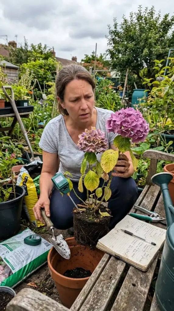 Troubleshooting hydrangeas that are still pink or purple instead of blue in containers and garden beds