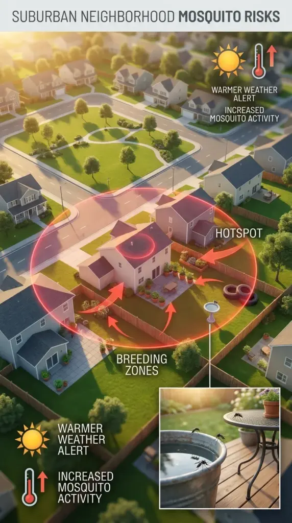 Mosquito trends in 2026 including Aedes mosquitoes longer mosquito season and urban bite risk