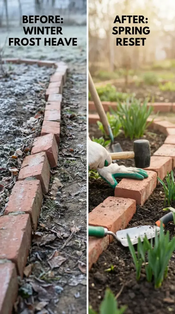 Seasonal maintenance and common repair fixes for curved brick edging after winter