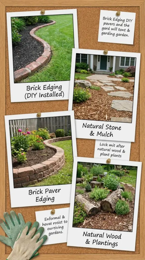 Comparing permanent brick borders and mulch to choose the best low maintenance garden edging option