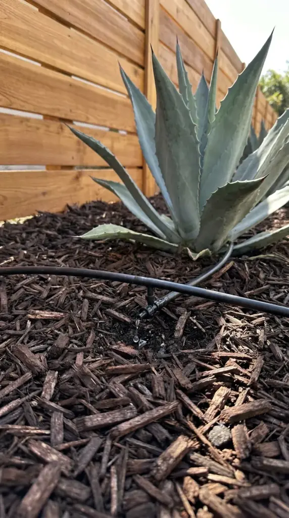 What Eco-Luxury Resorts Keep Secret: The Forbidden Drought Tolerant Landscape Blueprint Built on a Postcard Budget 3 DIY drip irrigation system hidden beneath high-quality landscape mulch around water-saving plants.